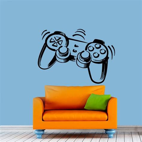 * second, lift the sticker lift from. Game Wall Decals Joystick Decal Game Vinyl Sticker Home Decor Playing Playstation Art Design Boy ...