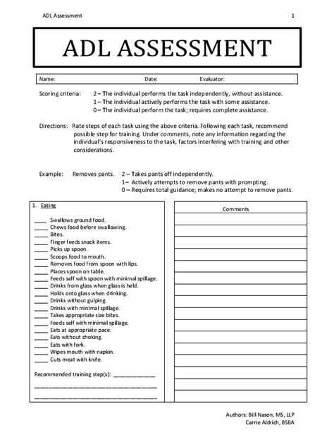 Printable Adl Checklist Printable Words Worksheets