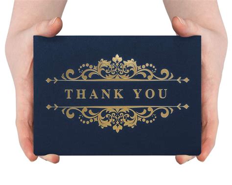 Thank You Cards Bulk Thank You Notes Navy Blue Gold Blank Note Cards