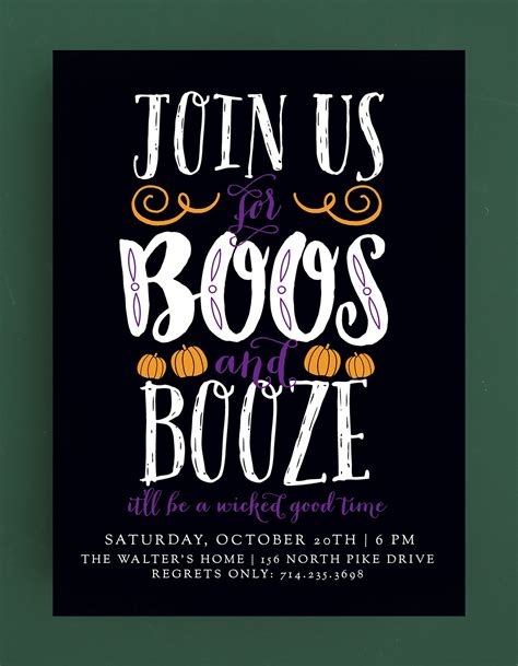 Boos And Booze Halloween Invitations With Images Halloween Party