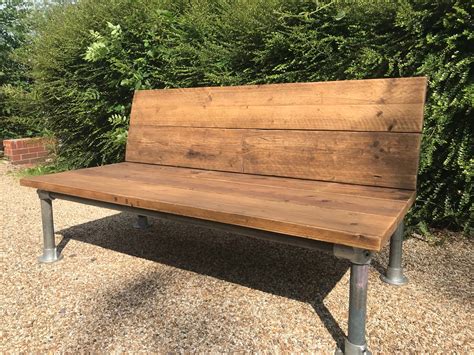 Reclaimed Scaffold Board Steel Bench With Back Gibbs Furniture Gibbs