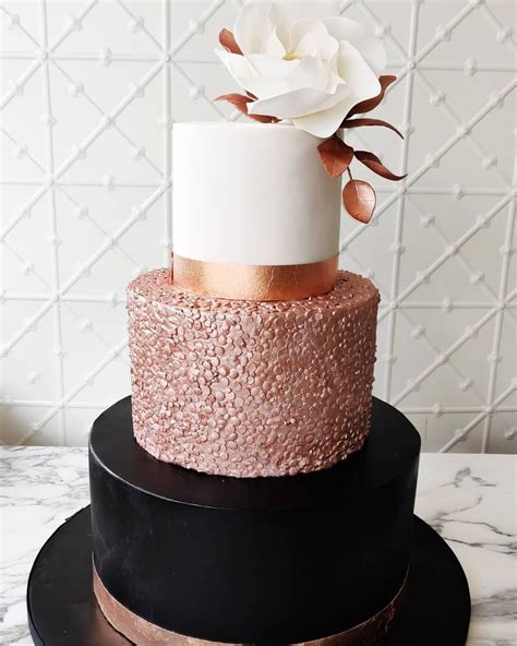 Tier Black And Gold Th Birthday Cake