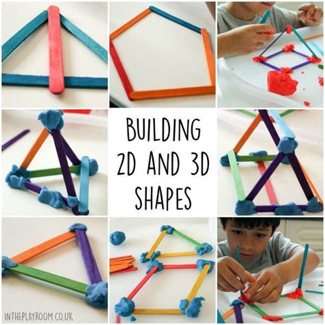 Building 2d And 3d Shapes With Craft Sticks In The Playroom Shapes