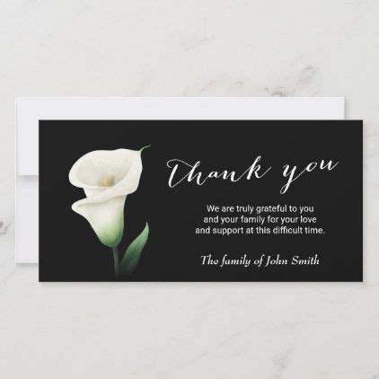After Funeral Calla Lily Flower Memorial Thank You Zazzle Calla