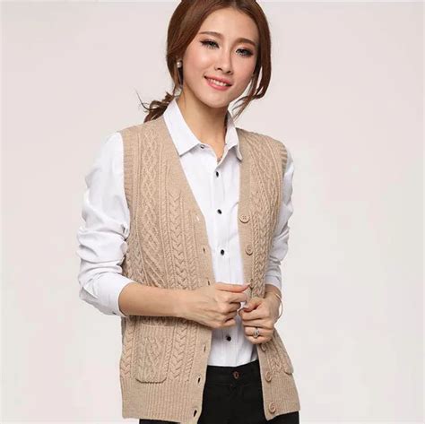 New Spring Women Casual Wool Cashmere Vest Female Sleeveless Sweater