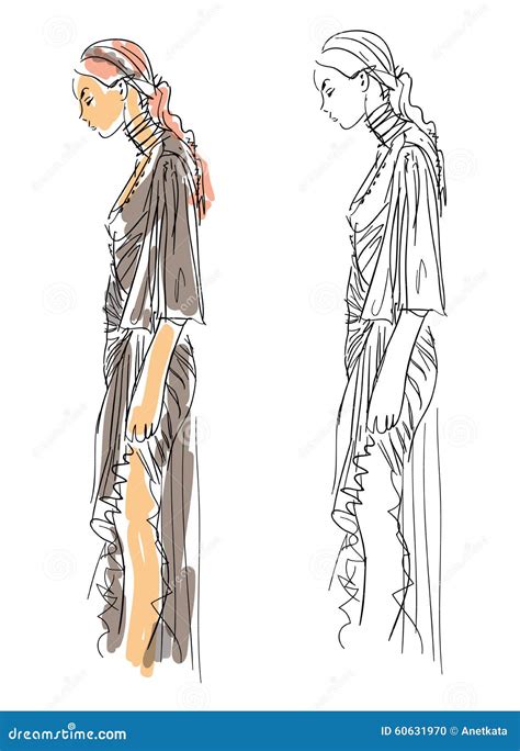 Sketch Fashion Poses Stock Vector Illustration Of Illustrated 60631970