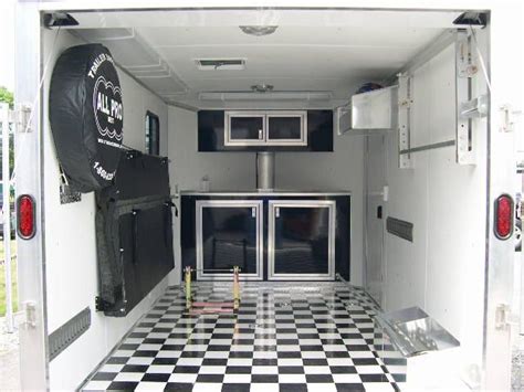 Starting with enclosed trailers with extra height, upper & lower cabinets, black coin rubber flooring, fluorescent interior lighting, carpet on the walls, rv locks, screwless exteriors, awnings, generators, upgraded light packages, outside recessed halogen lights. Trailer Accessories & Parts | Enclosed trailers, Cargo ...