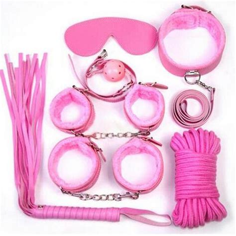 7pcs Set Bondage Kit Faux Leather Fetish Kit Restraints Sex Toys For Couple Handcuffs 10m Rope