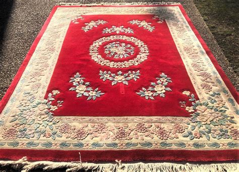 Lot Carved Hand Knotted Aubusson Rug 79 X 100
