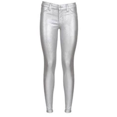 J Brand Metallic Silver Skinny Jeans 25 Silver Skinny Jeans