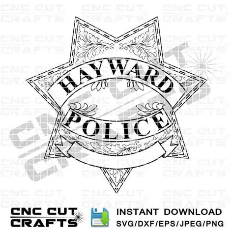 Hayward Police Badge Svg Black White Logo Vector Patch Cnc - Etsy