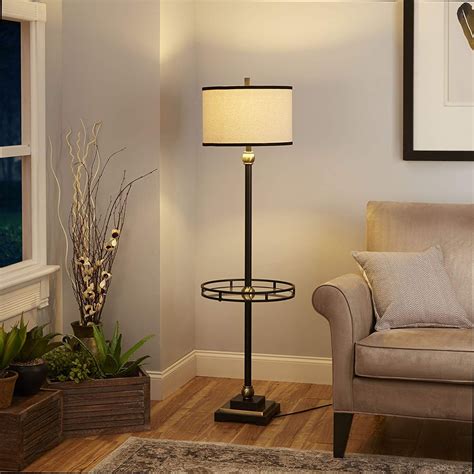 Floor lamp with glass tray table. Silverwood CPLF1453-B The Monroe Floor Lamp with Glass ...