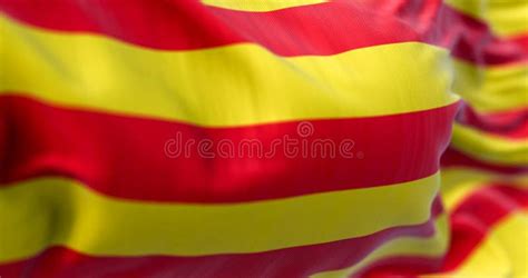 Detail Of The Catalonia Flag Waving In The Wind Stock Illustration