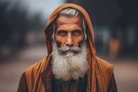 Premium Photo Wise Old Indian Man With Long Beard