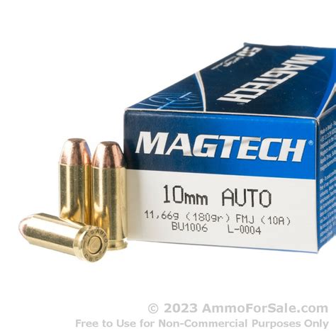 50 Rounds Of Discount 180gr Fmj 10mm Ammo For Sale By Magtech