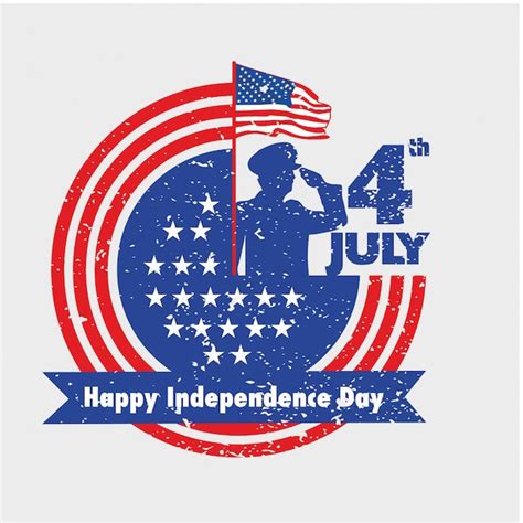 Premium Vector An Army Man Salute To Us Flag On Independence Day On