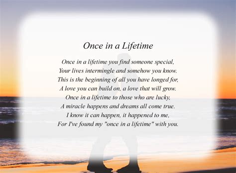 Once In A Lifetime Free Love Poems