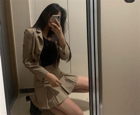 Seokjinieeun Mirror Pictures Selfie Korean Dress Daily Outfits