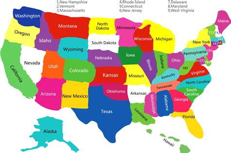 50 States Of America List Of States In The Us Paper Worksheets