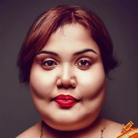 Face Portrait Of A Cute Chubby British Bangladeshi Woman