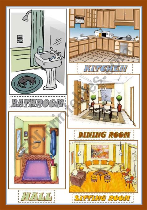 Rooms In The House Flash Cards Esl Worksheet By Mariaolimpia