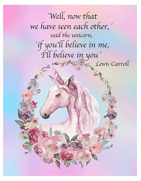 Believe In Me Unicorn Fine Art Photo Featuring Beautiful Quote By Lewis Carroll 11x14 Unframed