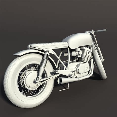 Cafe Racer Motorcycle 3d Model Rigged Max Obj