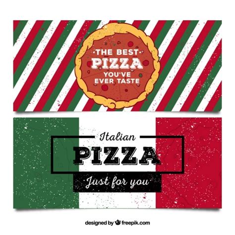 Premium Vector Pizzeria Banners In Retro Style