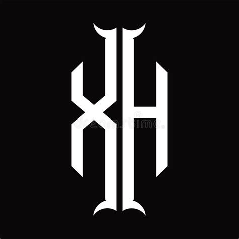 Xh Logo Monogram With Horn Shape Design Template Stock Vector