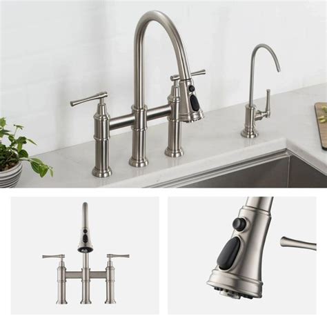 Kraus Allyn Transitional Bridge Kitchen Faucet With Pull Down S Kitchen And Bathroom Sinks