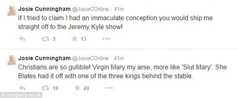 Josie Cunningham Calls Virgin Mary A Slut Who Had It Off With One Of