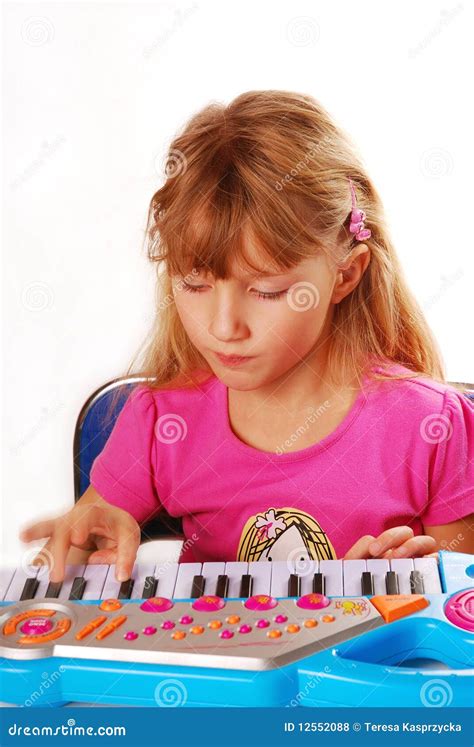 Little Girl Playing Piano Keyboard Stock Photo Image Of Music