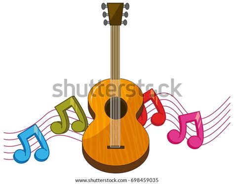 Classic Guitar Music Notes Background Illustration Stock Vector