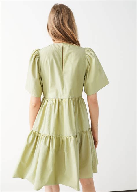 Voluminous Ruffle Mini Dress Khaki Mini Dresses And Other Stories Ruffle Mini Dress Mini