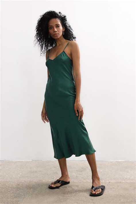 Emerald Green Silk Slip Dress Bias Cut Sandwashed Silk Dress Etsy India