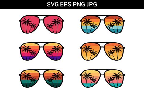 Palm Tree Sunglasses Svg Aviators Svg Sunglasses Retro Png