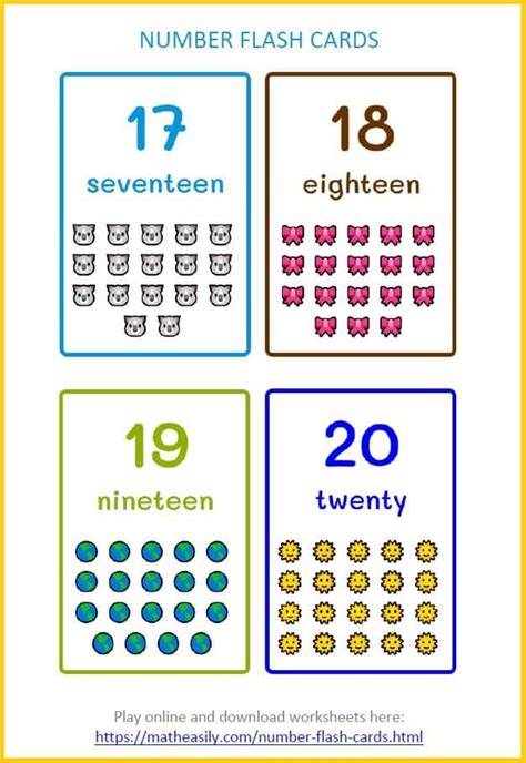 Numbers Flashcards 1 20 The Teaching Aunt 20 Free Numbers 1 20