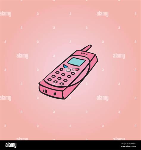 Old Phone Vector Retro Mobile Phone Illustration Hand Drawing Mobile