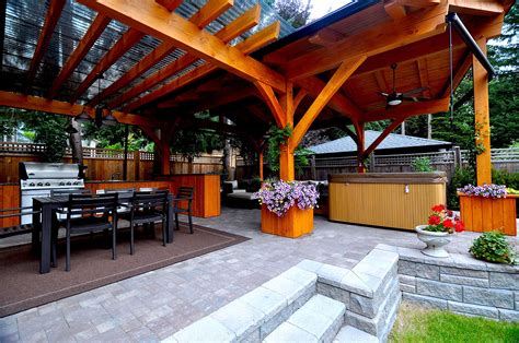 Cedar Timber Pavilion Outdoor Kitchen White Rock