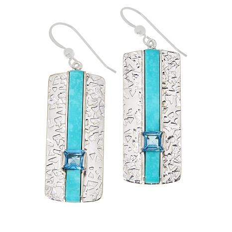 Jay King Sterling Silver Turquoise And Blue Topaz Drop Earrings