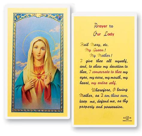 25 cards per pack 80 per card prayer to our lady the immaculate heart of mary laminated prayer card