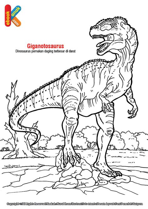 mewarnai gambar dinosaurus giganotosaurus  anak