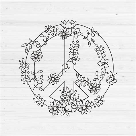 Peace Sign Svg Floral Peace Sign Svg Hippie Svg Flower | Etsy