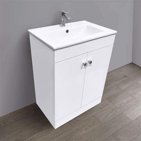 600mm Bathroom Basin Sink Vanity Unit Floor Standing Storage Cabinet Gloss White Ebay