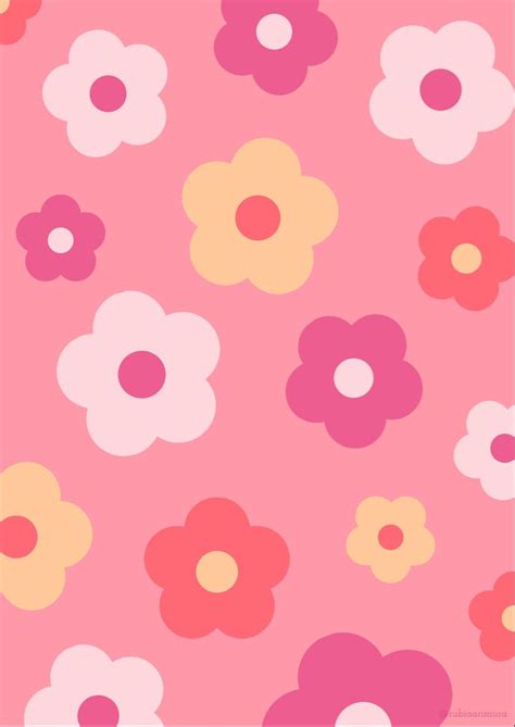 A Pink Background With Colorful Flowers On It