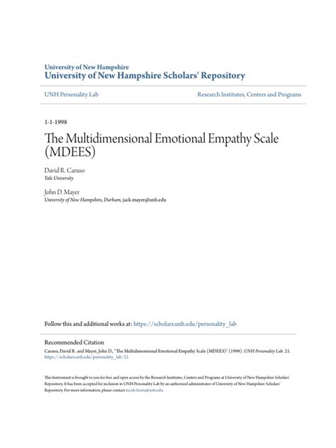 The Multidimensional Emotional Empathy Scale Mdees Pdf Subjective