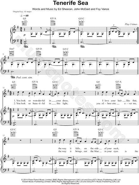We are surrounded by all of these lies and people. Ed Sheeran "Tenerife Sea" Sheet Music in G Major ...