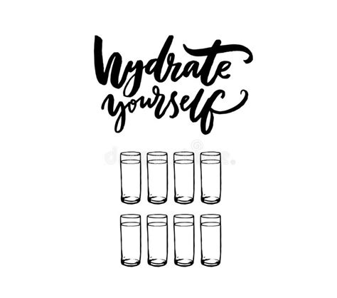 Hydrate Yourself Poster With Hand Lettering And Eight Glasses Of Water