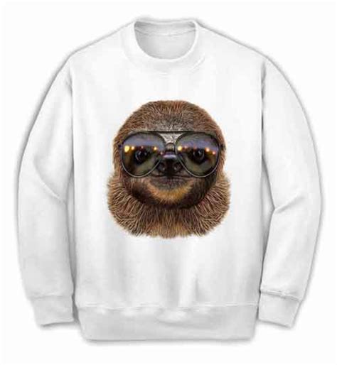 Funny Sloth Wearing Swag Aviator Sunglass Sweatshirt Etsy