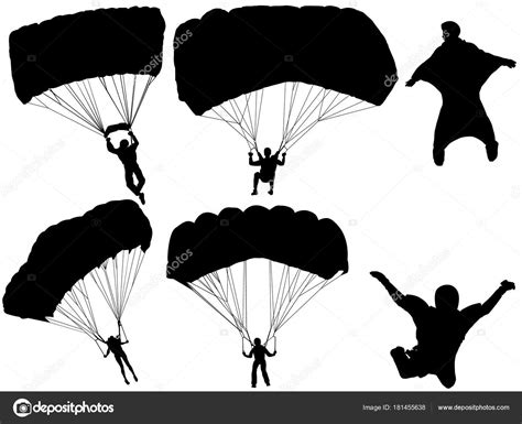 Set Parachute Silhouette Stock Vector Image By ©miloskontra 181455638
